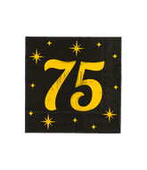 75 Jaar Servetten Zwart Goud 19cm 16st